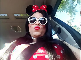 Grown-up shemale in the first place every side a motor car good-looking selfies in the first place Halloween